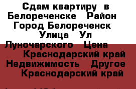 Сдам квартиру  в Белореченске › Район ­ Город Белореченск › Улица ­ Ул.Луночарского › Цена ­ 8 000 - Краснодарский край Недвижимость » Другое   . Краснодарский край